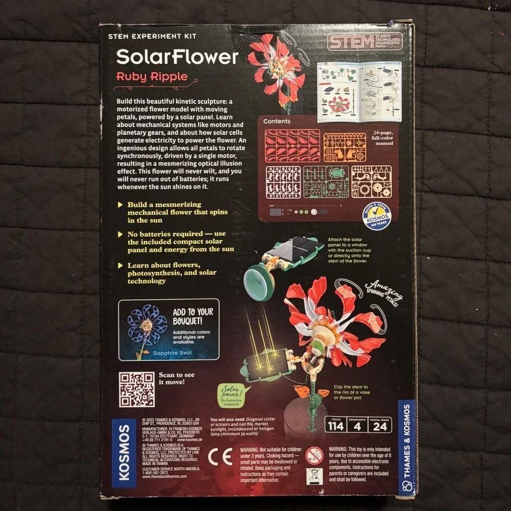 Thames & Kosmos SolarFlower Ruby Ripple STEM Robotic Solar Powered Flower Kit